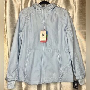 SPYDER‎ Women’s Ash Blue Large Snow Jacket With Hood Full Zip NWT